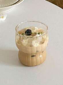 1pc/ Lovely Wind Premium Milk Coffee Cup Juice Cup Niche Cup Striped Breakfast Cup Coffee Cold Drink Cup - Glass - View 4