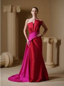 V.DRESSES Off-Shoulder Strapless Asymmetrical Mermaid Women's Evening Prom Dress - Red - View 5