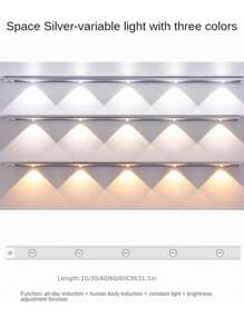 1 pieza Luz LED para gabinete con sensor de movimiento, luz LED inteligente extra delgada recargable por USB y regulable con 3 modos de color, inalámbrica magnética para cocina, armario, closet, dormitorio y mirilla
