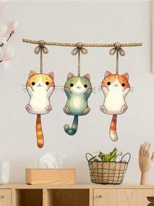 1PC Happy Healing Cat Decorative Wall Sticker Gifts Birthday Graduation Room Decor Home Decor Wall Decor Bathroom Decor Bedroom Decor Room Decoration Stuff Living Room Decor House Decor Home Decor Living Room Wall Art Wall Paper Stickers Personalised Stickers