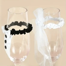 2pcs Bride & Groom Champagne Cup Charms, Elegant Wedding Champagne Glass Toppers, Bride And Groom Toasting Glasses, Ideal For Bachelorette Party, Anniversary, Bridal Shower Decor, Wedding Party Favors, Romantic Wedding Champagne Flutes, Groomsman Gift