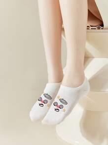 1/3/5/10 par niewidocznych skarpetek damskich, krótkie skarpetki, białe skarpetki, skarpetki damskie, śliczne skarpetki, skarpetki dziewczęce, czarne skarpetki, detale z kreskówek, oddychająca konstrukcja z otworami prowadzącymi, odprowadzanie wilgoci, miękkie i gładkie, odpowiednie na różne święta, sport, wypoczynek, biznes i inne codzienne ubrania, można nosić przez cały rok, kombinacje kolorów są losowe.