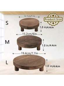 1/3Pcs Wooden Risers For Display Wood Pedestal Stand For Display Mini Riser Stand Round Wooden Riser Holder Rustic Farmhouse Riser For Decor Tiered Tray Decor Riser For Home Kitchen, 3 Size