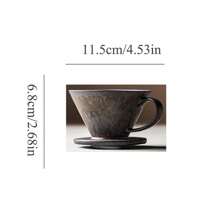Retro Rusted Iron Ceramic Pour Over Coffee Pot With Gold Trim, Drip Style Hanging Ear Coffee Pot, Ceramic Filter Cup Long Spout Coffee Making Set - Gilded Coffee Set - View 3
