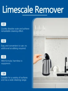 1pc Kettle & Pot Descaling Effervescent Tablets, Stainless Steel Cleaner Lemon Descaling Tablets For Removing Limescale In Kitchen, Bathroom & Household - Multicolor - View 4