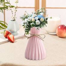 1pc Plastic Flower Vase, Home Decor Vase, Origami Vase, Minimalist Modern Vase, Rope Design Vase, Decorative Scratch-Resistant Vase, European Wedding Home Decor, For Living Room, Desk, Home, Office, Not Suitable For Water Back To School Room Decor School Supplies