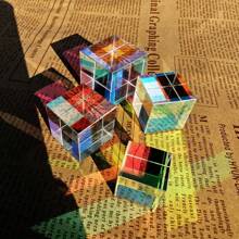 Optischer Glas X-Würfel doppelbrechender Würfel: RGB Kombinierer Teilerprismus, Bildungsgeschenk, Klassenzimmer-Physik, geeignet für Alter 14+