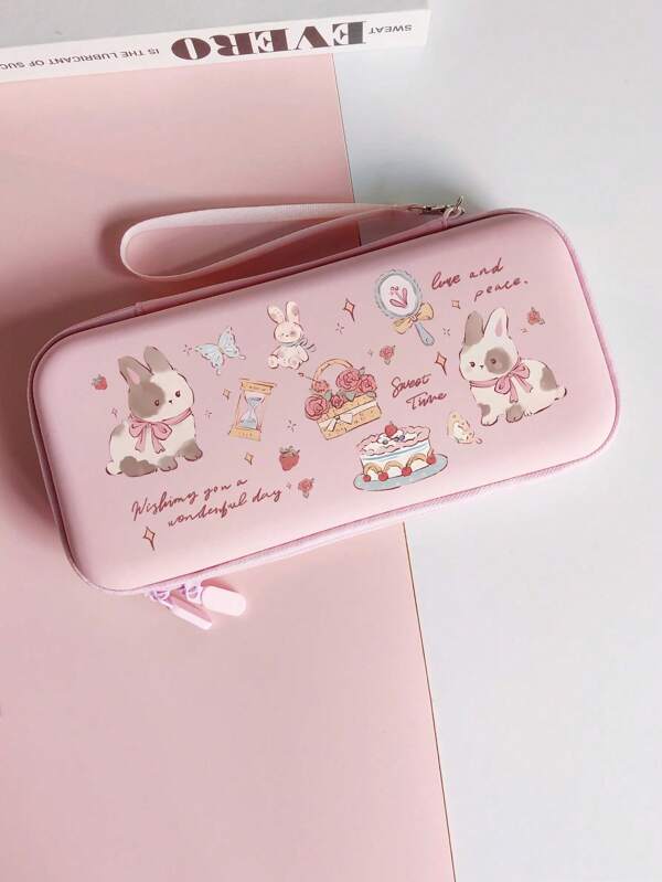 1 Stück Cartoon Druck Tragetasche für Nintendo Switch, Schutzhülle für NS-Konsole, Lite, tragbar, schwarz, schmutzresistent
