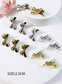 10pcs/Set Girls Kids Hair Clips Mini Bow Hair Accessories, Cute & Sweet, Versatile For Daily Wear, Gold & Silver Color