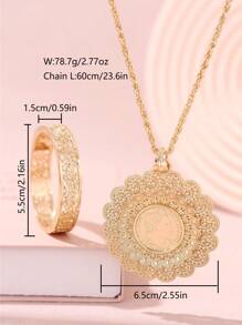 1 套中东风格镂空金属手链 + 双层吊坠项链，带人头图案，首饰套装 - 飾品套裝 - 查看 4