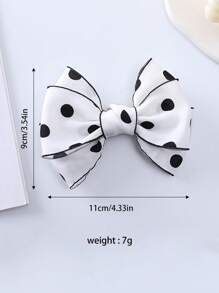 1 Pair Black & White Polka Dot Silk Bow Clips, Suitable For Hat, Headwear, Bag, Clothing Decoration, Fashion Accessories