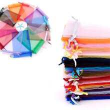 50/100pcs Organza Gift Bags, 5-10 Mixed Colors Gift Wrapping Bags For Halloween, Christmas, New Year Party, Various Sizes, Bakery, Jewelry, Wedding, Home Gathering, Outdoor Event, All Seasons, Fruit Protection Bags,Christmas Valentine Day - Multicolor - View 26