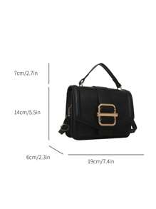 1pc Fashionable Solid Color Metal Decor Flap Mini Handbag, Suitable For Women Everyday Use And As Gift