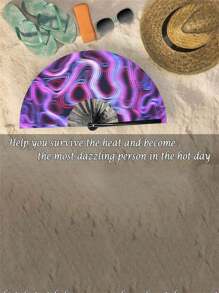 1pc Large La Fralac Folding Hand Fan For Men And Women - Chinese And Japanese Bamboo Handheld Fan - Suitable For EDM Music Festivals, Clubs, Events, Parties, Dancing, Performances, Decorations And Gifts.