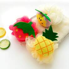 1pc Fruit Cartoon Lovely Modeling Bath Ball, Advanced Anti-Scattering Bath Rub Back Cleaning Foam Soft Light Skin Bath Ball Bath Flower Ball