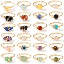 1pc Bohemian Style Copper Wire Wrapped Semi-Precious Stone Ring, Suitable For Women Casual Vacation Wear - Multicolor - View 7