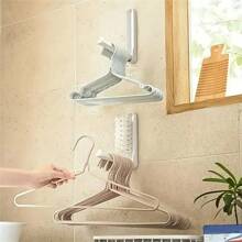 2 stuks ruimtebesparende opvouwbare kledinghangers, organizer met haken, verwerkt plastic huishoudrek, opvouwbare kledinghangers