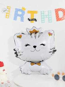 Globos de lámina con forma de gato de dibujos animados, decoraciones de fiesta con tema de mascota linda