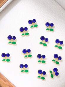20PCS Cherry Rhinestone In Alloy Nail Jewelry Internet Celebrity Explosion Three -Dimensional Cute Fresh And Simple Rhinestone Fruit Nail Jewelry - Royal Blue - View 6