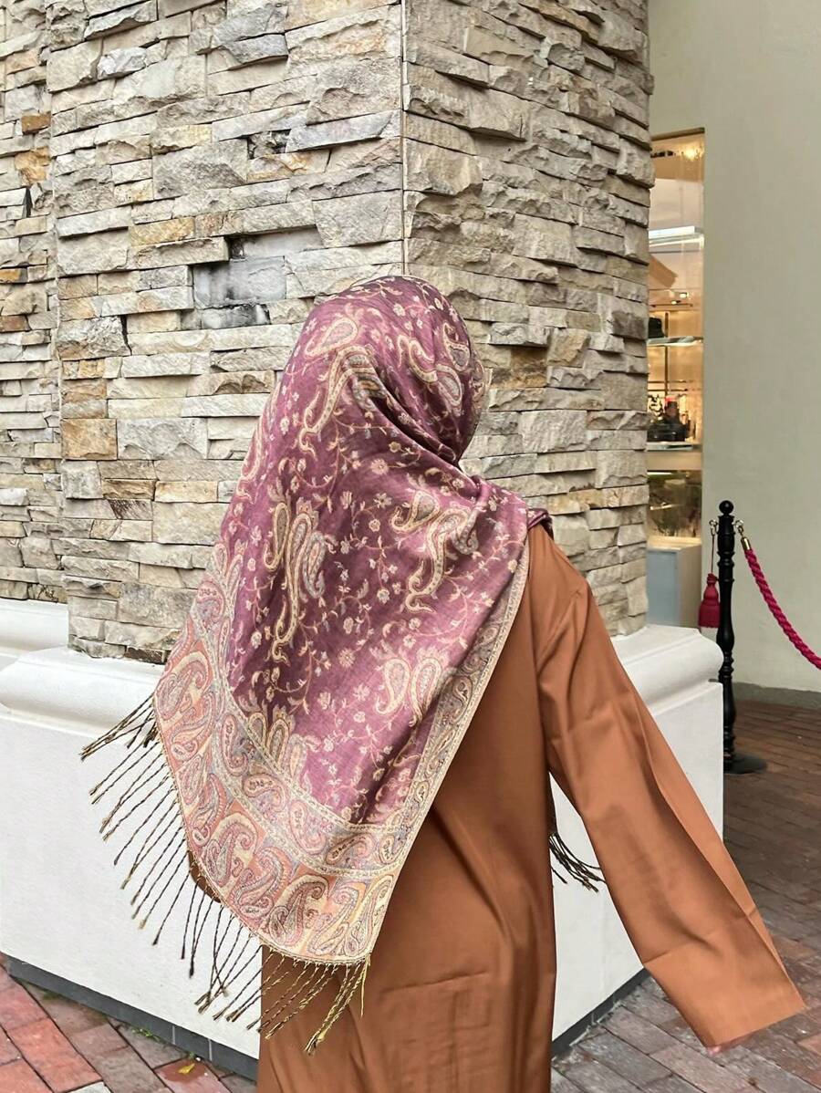 1 chiếc khăn choàng Jacquard họa tiết Paisley cổ điển phong cách Bohemian dành cho nữ, khăn choàng đa năng để mặc hàng ngày