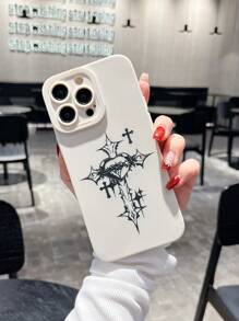 Goth Love Cross Shock Absorbing Soft Phone Case, Compatible With IPhone 16, 15, 14, 13, 12, 11 Pro Max, XR, XS Max, Plus, Protective Cover, Gift For Men & Women