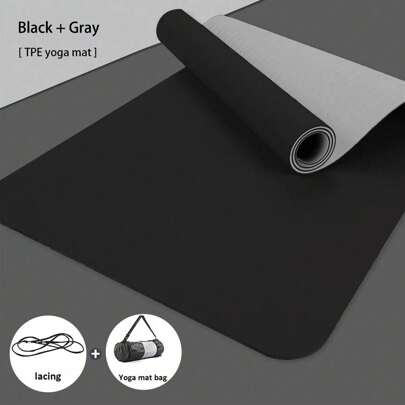 TPE Yoga Mat Non-Slip Fitness Exercise Mat With Carrying Strap, Professional Yoga Mats Suitable For Home, Pilates And Floor Workouts, Color Of Strap Is Random