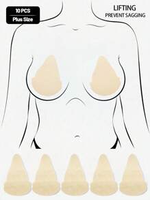 10 Peças/20 Peças/30 Peças Plus Size Descartáveis Não Tecidos, Adesivos para Seios Grandes para Prevenir o Caimento dos Seios, Adesivos Invisíveis e Anti-Protuberância com Forma de Cabaça, Ultra Respiráveis