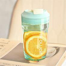 1pc INS Style Transparent Plastic Water Cup, Portable Octagonal Coffee Cup, Fashionable Double-Layer Travel Mug - Multicolor - View 3