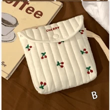 1pc Embroidered Pattern Sanitary Napkin Pouch, Portable And Lightweight Feminine Hygiene Pad Storage Bag, Cute Mini Carrying Bag With Easter Bunny Design, Quilted Cover Storage Pouch, Travel Space Saver Bag