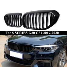 2 Stück Kühlergrill, Frontstoßfänger Nierengitter mit Einzellamellen Grill Einsatz Ersatz Kompatibel für 2017-2020 5er Serie G30 G31 G38 Außenzubehör - Schwarz - Übersicht 1