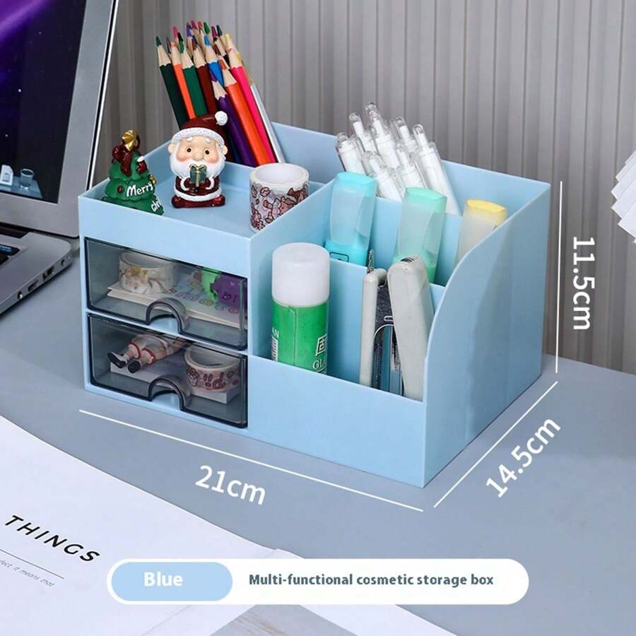 1pc Drawer-Style Multi-Layer Desk Stationery Organizer Box
