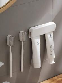 Soporte para cepillo de dientes montado en la pared con cubierta antipolvo, organizador de almacenamiento impermeable para cepillo de dientes y accesorios de baño (color aleatorio) Decoración de otoño sin taladrar para el baño del hogar