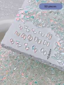 50/100 Peças Brilhantes Verão / Primavera Oceano Queijo Árvore Resina Manicure Strass, Formas Quadradas, Redondas, Retangulares, Coração, Decorações de Unhas de Cristal para Unhas dos Dedos de Verão, Tamanho Aproximado de 0,5 cm, Acessórios de Unhas Minimalistas e Fofos, Suprimentos de Unhas DIY, Encantos de Unhas, Gemas de Unhas - Multicolorido - Visão 8