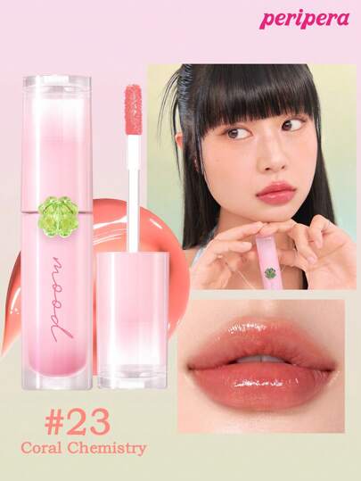 Peripera K-Beauty Ink Mood Glowy Tint，Water Bare Tint，Mirror Watery Lip Gloss，Glass Lip Gloss，丰盈，自然保湿，轻盈，提亮，持久显色，舒适不粘腻，适合戴口罩，不泛白，K-Beauty，韩国化妆品