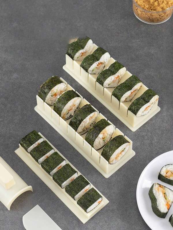 1 conjunto de kit para fazer moldes de sushi, ferramenta de molde de arroz com algas marinhas caseiras para rolinhos de sushi