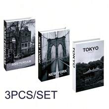 3 件/套时尚假书装饰，豪华装饰书，客厅装饰假书家居装饰，带存储的假书装饰，咖啡桌书籍现代时尚装饰书，堆叠展示书，学校用品