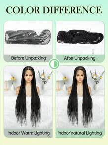 All Lace Versatile Black Box Braided Lace Front Wig For Women , High-Density Synthetic Hair, Perfect For Casual Attire