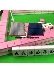 1套迷你麻將傳統麻將桌遊家用玩具精美雕刻數位漢字便攜式迷你麻將牌戶外宿舍旅行便攜式迷你麻將 - 粉色 - 查看 7