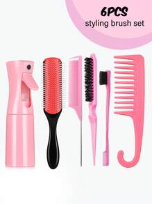 Set di 3/4/5/6/7/11 pettini per capelli per donne e uomini, set di pettini per arricciare, pettinare i bordi e la parte posteriore, pettine a nove file, flacone spray per spazzola districante, spazzola massaggiante per il cuoio capelluto, pettine a denti larghi di alta qualità, fermaglio per capelli a forma di fiore, set di spazzole per acconciature