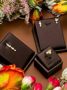 DV JEWELRY 3pcs/Set Cubic Zirconia White Gold/18K Gold Plated Luxury Pendant Earrings Open Ring Jewelry Set, Gift For Women Wedding Party Anniversary