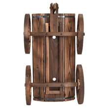 Lifezeal Wood Wagon Flower Planter Pot Stand W/Wheels Home Garden Outdoor Decor