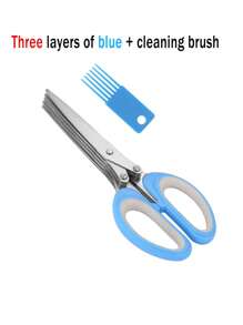 1 件超大尺寸 5 层葱剪刀，直式设计，蔬菜水果切片剪刀，厨房配件工具，手动切葱和辣椒，便携式设计，绿色和蓝色 - 彩色 - 查看 10