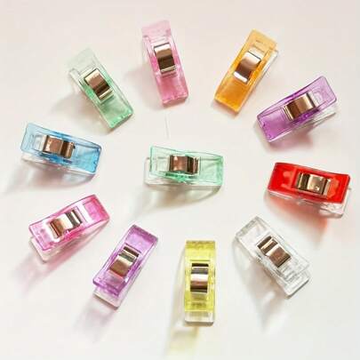 50 piezas/100 piezas por paquete Pinzas de alta calidad para acolchar, pinzas de plástico en colores surtidos para manualidades hechas a mano, pinzas de costura