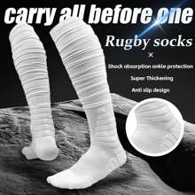1/2 Pares de calcetines profesionales de fútbol americano, calcetines de tripulación extra largos para adultos con amortiguación acolchada y unicolor, para béisbol/fútbol