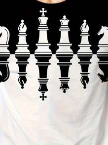 Men's Chess Print 3D Graphic Tee - Casual & Sporty Short Sleeve Crew Neck T-Shirt, Breathable Polyester, Perfect For Summer Outings - For Men - Summer Wear - Gift Idea For Chess Enthusiasts