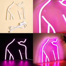 1 件独特照明装饰 LED 霓虹灯标志，牙齿嘴唇露背星球猫樱桃嘴唇红色，LIVE 蓝色，外星人绿色，音乐暖白色 LED 霓虹灯标志，室内婚礼派对墙壁装饰，5V USB 供电卧室客厅霓虹灯标志