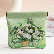 2pcs Set - Oil Painting Coin Purse, Women Mini Ultra- Coin Wallet, Sanitary Napkin Pouch, Small Carry Bag - Multicolor - View 10
