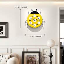1pc 12-Inch Silent Ladybug Wall Clock, Wall Hanging Decor, Crafts, Suitable For Bedroom, Home, Dorm, Bathroom, Home Decoration, Room Decoration, Office Decoration, Wall Clock, Holiday Gift, New Home Decor