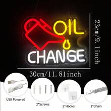 Oil Change Neon Sign Garage Car LED Signs For Wall Decor Automobile Repair Shop Man Cave Auto Room Workshop Garage Accessories USB Powered - Multi-color light - View 2