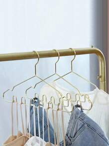 1pc Stainless Steel Bra Strap, Tie Organizer & Wavy Clothes Hanger, Multi-Tier Wardrobe Closet Rack For Home, Dorm - Gold - View 4